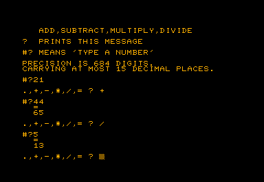 Hi Calc game screenshot for Commodore PET